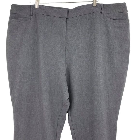 Avenue Gray Dress Pants Size 28W Plus womens 2384 Pull On Elastic Straight Leg - Picture 6 of 12